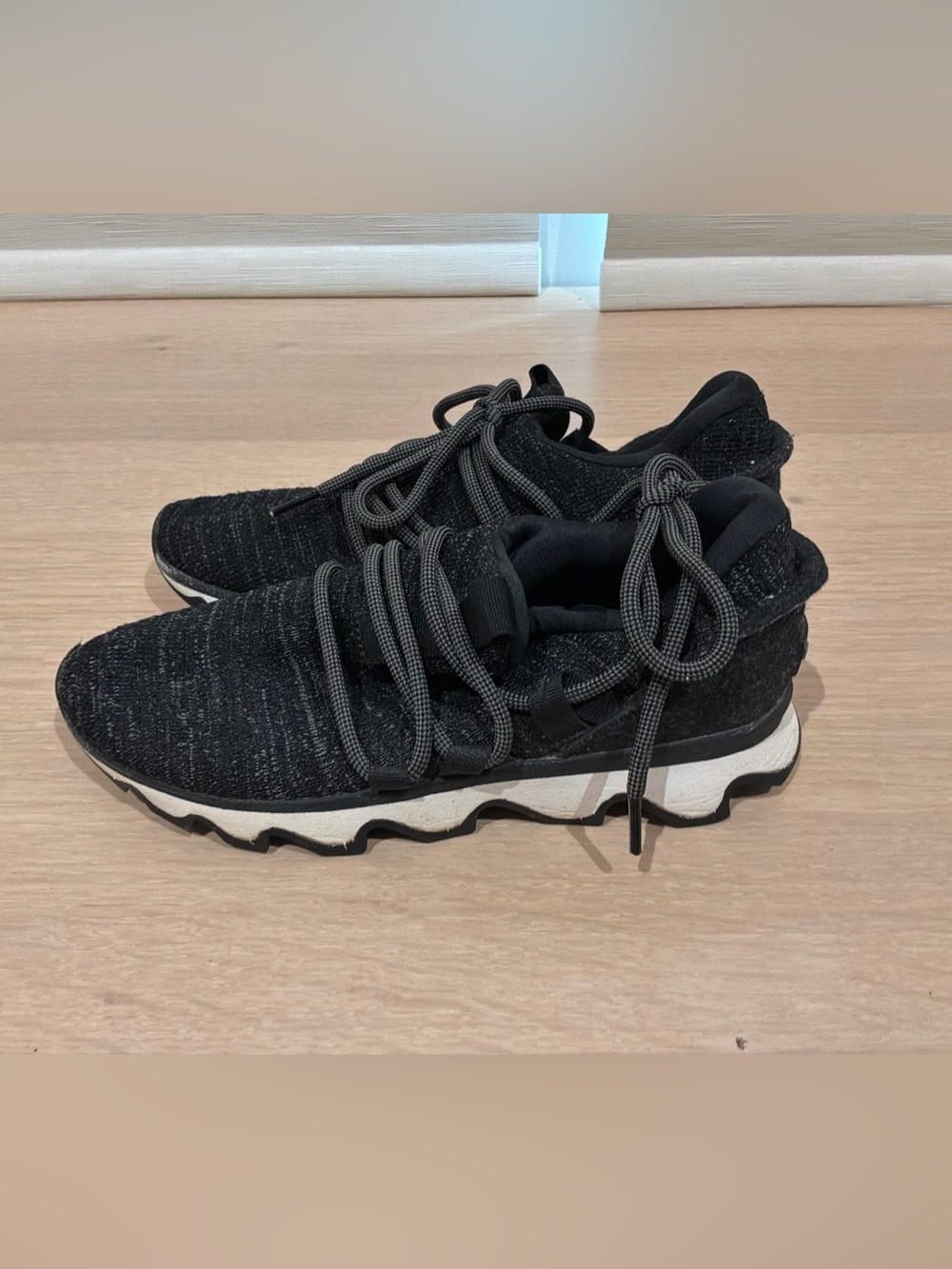 Sorel Black and Gray Knit Lace-Up Sneakers